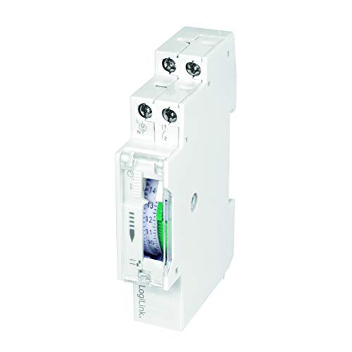 LogiLink ET0009 ET0009-DIN-RAIL - Temporizzatore con timer meccanico per commutare in modo semplice ad esempio neon, scaldabagno, lanterne, impianti di irrigazione, ecc, protezione IP20