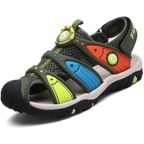 SAGUARO Sandali Estivi Bambini Outdoor Ragazzi Cuoio Morbida Sandali da Spiaggia Sport Antiscivolo Sandali Scarpe da Trekking Verde Gr.25