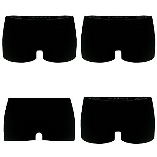 L&K-II Pantaloncini Donna (Pacco da 4) Culotte Shorts Intimo Fitness Sport Hot Pant 6808 Nero S/M