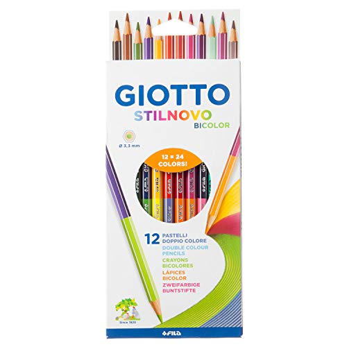 Giotto 256900 - Stilnovo Bicolor Astuccio 12 Pastelli Colorati
