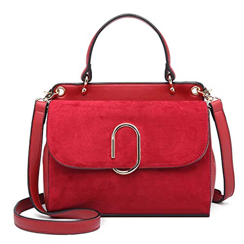 Miss Lulu Borsa a mano Tote Donna Borsa a tracolla elegante Pelle scamosciata Kunstlerder (rosso)