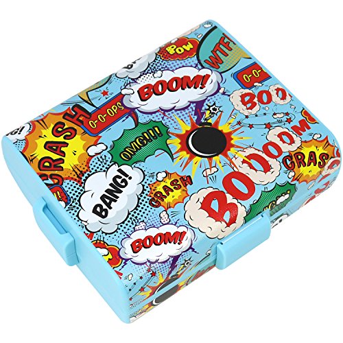 COM-FOUR® lunch box in design a fumetti in viaggio - Lunchbox con divisori - Breakfast box 19,5 x 17,5 x 6,5 cm (01 pezzo - Comico)