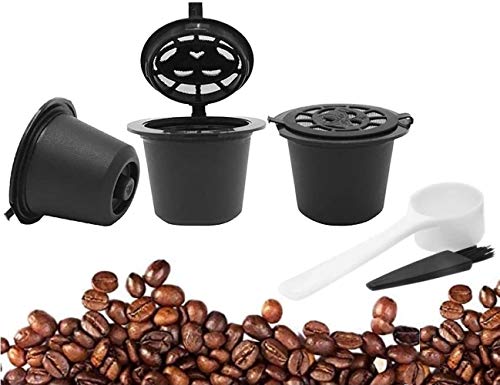 Koksi - Set di 3 capsule da caffè Nespresso, riutilizzabili, riutilizzabili, con filtro cucchiaio in plastica e pennello, filtro da 20 ml