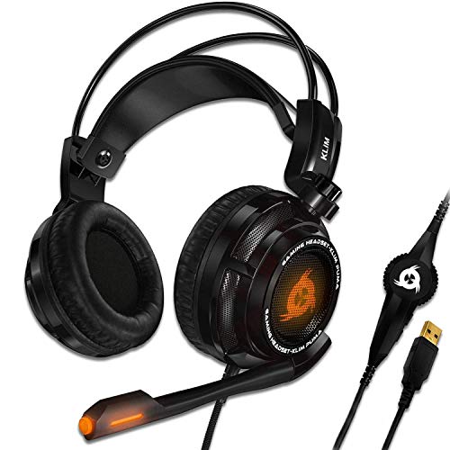 KLIM Puma Cuffie Gaming - Micro Headset da Gaming - Suono Surround 7.1 - Altissima Qualità Audio - Vibrazioni Integrate - Cuffie da Gaming con Microfono - Perfette per PC e PS4 Games Nero - Nuova 2020