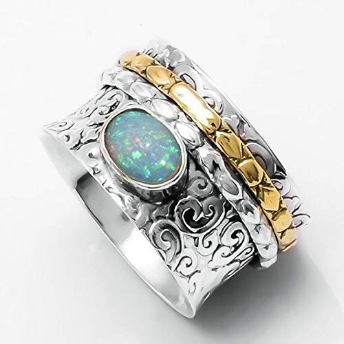 Ethiopian Opal Ring, 925 Sterling Silver Spinner Ring, Designer Band Ring, Statement Ring, Anelli di meditazione d'argento