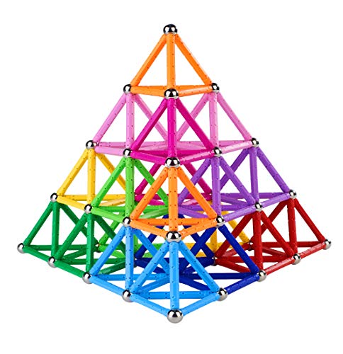 Veatree 178 Pezzi Puzzle Blocchi magnetici Giocattoli, Costruzione di Magnete Kit di Costruzione Giocattoli educativi per Bambini Che Giocano Gioco impilabile con Mattoni e Bastoncini magnetici