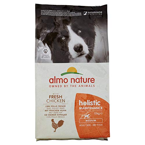 almo nature Holistic Maintenance Medium con Pollo Fresco - crocchette Premium per Cani Adulti con Carne Fresca - specifico per Cani di Taglia Medium - No OGM - Sacco 12kg