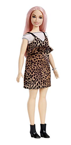 Barbie- Fashionistas Bambola con Vestito Animalier Maculato, FXL49