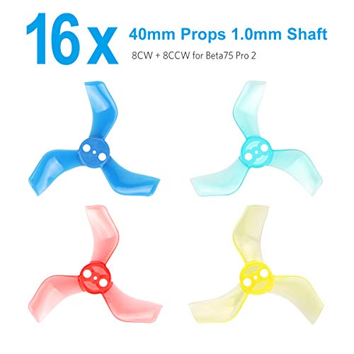 BETAFPV Gemfan 16pcs 40mm 3-Blade Props with 1.0mm Shaft for 75mm Frame Tiny Whoop Drone Like Beta75 PRO 2 etc