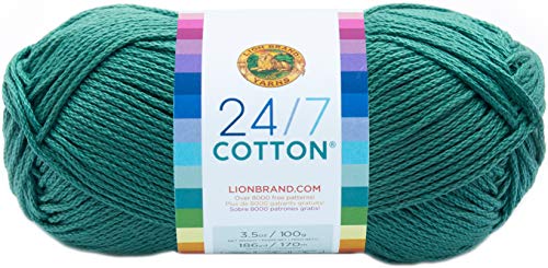 Lion Brand Yarn Company-Matassa di Filato in Cotone, in Puro Cotone, Colore: Verde Giada