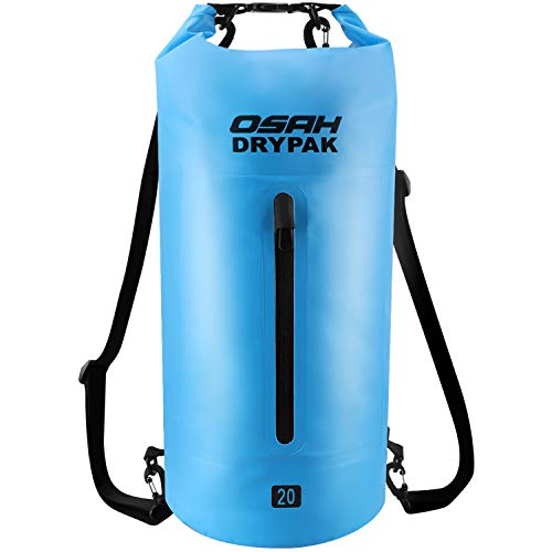 Borse Impermeabile Sacca Dry Bag 5L 10L 15L 20L 30L con Tracolla Regolabile per Spiaggia Sport d'Acqua Trekking Kayak Canoa Pesca Rafting Nuoto Campeggio (Blu, 15L)