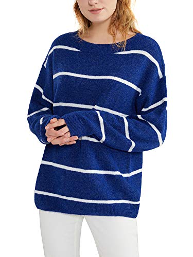 Woolen Bloom Maglione Girocollo Donna Lavorato Maglia a Maniche Lunghe Maglione Lavorato Righe Donna Felpa Jumper Tunica Top per l'autunno e l'inverno