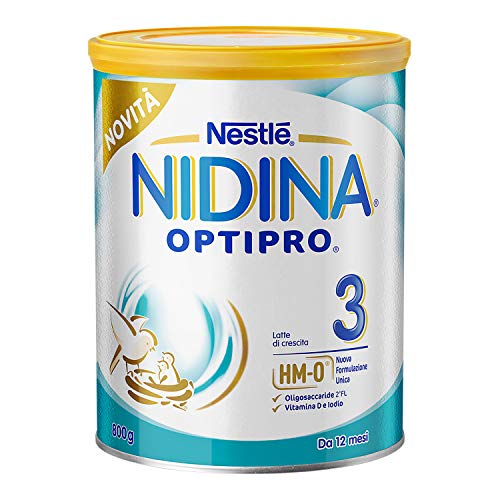 Nestlé Nidina OPTIPRO 3 da 12 Mesi Latte di Crescita in Polvere, Latta da 800 g