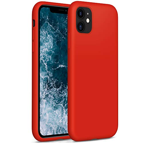 YATWIN Compatibile con Cover iPhone 11, Custodia per iPhone 11 Silicone Liquido, Protezione Completa del Corpo con Fodera in Microfibra, Compatibile con iPhone 11 6,1'', Rosso