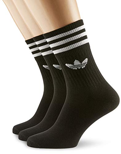 adidas Mid Cut Solid Crew 3 Pack, Socks Uomo, Black/White, 31-34