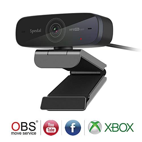 Spedal Full HD Webcam 1080p 60fps, 2 Microfoni, Autofocus Live Streaming PC Camera con Microfono, Webcam USB per Xbox OBS XSplit Facebook Skype, Compatibile per Mac OS Windows 10/8/7