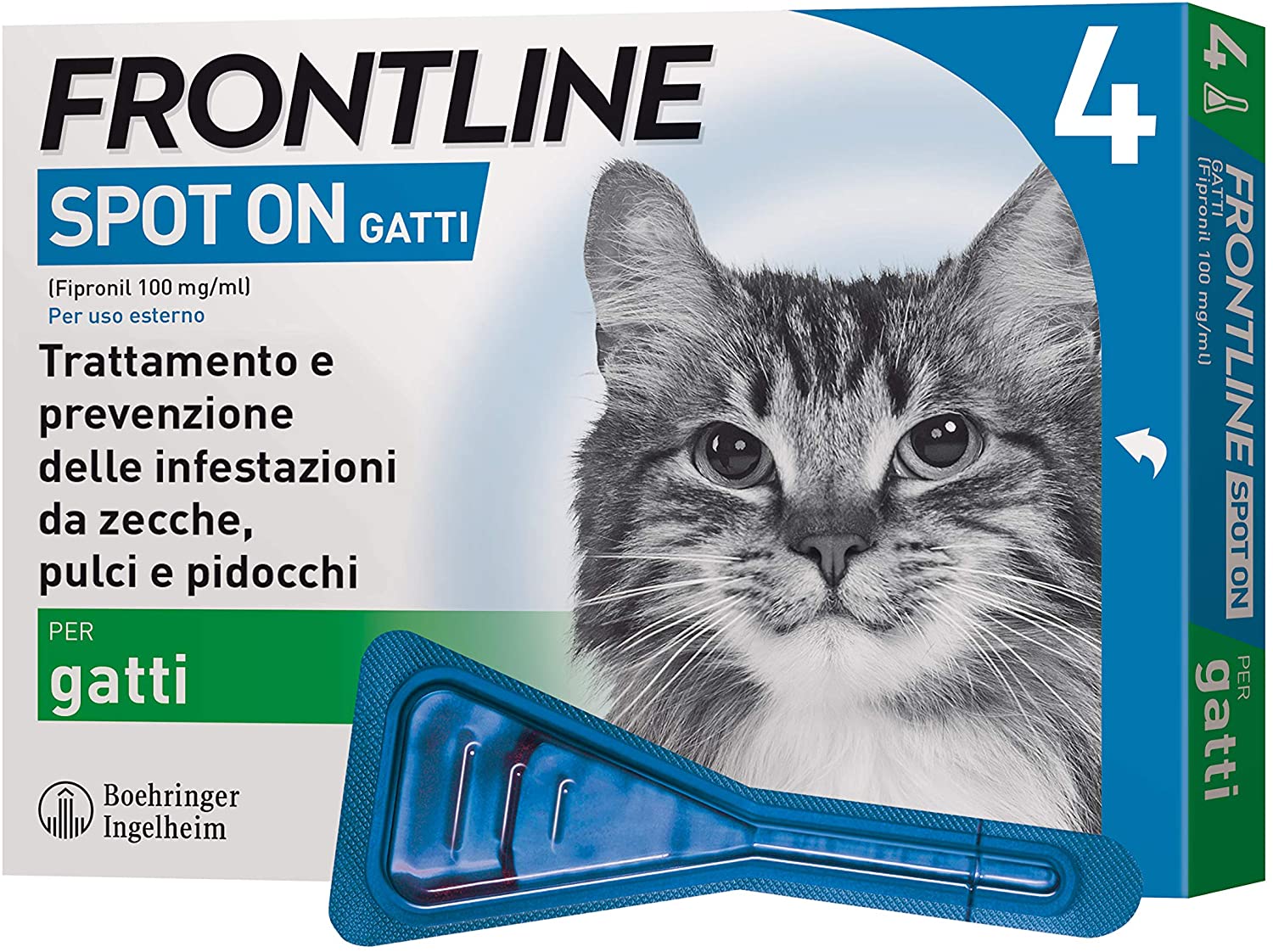 Frontline | Spot On Gatti | Protezione da zecche, pulci e pidocchi | 4 Pipette da 0.5 ml