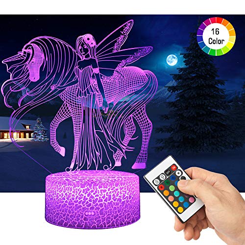 QiLiTd Lampada Unicorno 3D con Controllo Remoto, Lampade Notturna LED 5 Luminosità + Muliticolore Regolabile RGB Luce Notturna da Comodino con Controllo Tattile per Regalo di Compleanno e Natale