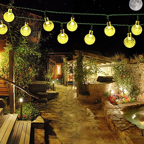 Samoleus Catene Luminose Solare 6M 30 LEDs, Stringa di Luci da Esterno Illuminazione Decorativa Luci Natale LED (Bianco caldo-N)