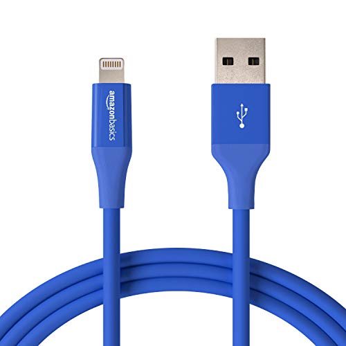 AmazonBasics - Cavo compatibile da USB A a Lightning - Certificato Apple MFi - 1,8 m - Confezione da 1, Blu