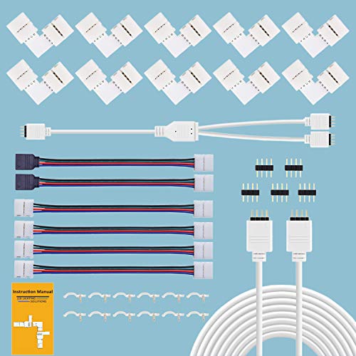 REDTRON Connettore Striscia LED,10mm RGB il connettore LED include 10x L Connettori,2M Cavo di Estensione,4x Ponticelli Strip to Strip [Classe di efficienza energetica A]