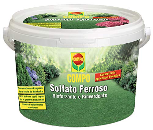 Compo, Concime Granulare per Prato e tutte le Piante da Giardino, a base di Ferro ad azione rinverdente, 5 Kg, 18 X 2.5 X 20 Cm