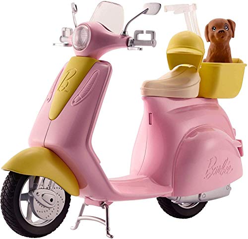 Barbie Scooter e Cagnolino, Moto con Cucciolo e Casco, Bambola Non Inclusa, per Bambini 3 + Anni, FRP56