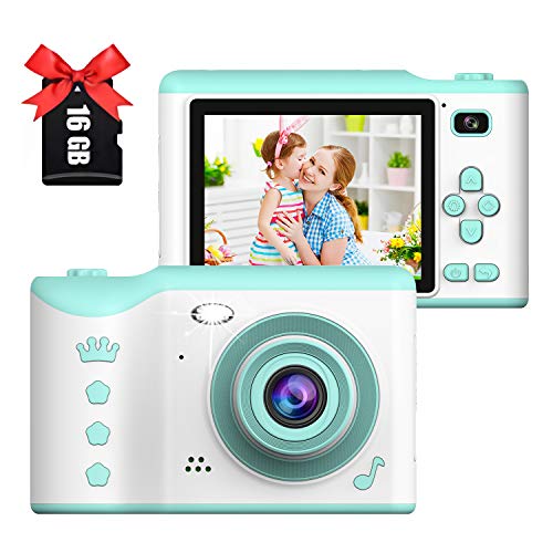 Macchina Fotografica per Bambini Fotocamera Digitale Portatile Selfie con Scheda SD 16GB, 2,8 Pollici LCD Mini Videocamera per Bambine Regalo per 3-12 Anni Ragazzo e Ragazza (C4-verde)