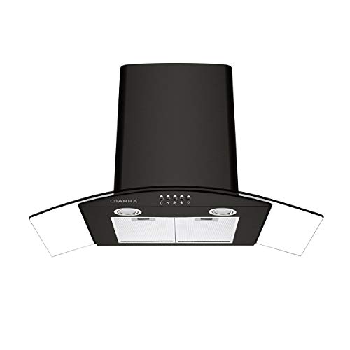 CIARRA CBCB9506B Cappa Aspirante Cucina 90 cm in Vetro e Acciaio Inox, Aspirazione per 550 m³/h, 3 Velocità, con Luce LED, Sfiatare All'esterno