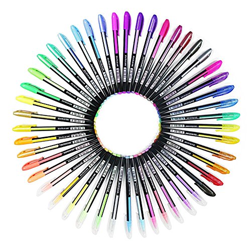 Ciaoed Set di 48 Penne Gel Glitter Multicolore Colorate Penne Roller per Colorazione, Pittura, Disegno, Scarabocchiare e Abbozzare