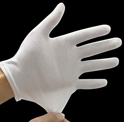 Kitchen-dream 15 paia di guanti in cotone bianco, cotone morbido a mano taglia L, guanti in tessuto bianco, guanti in cotone, guanti medici in 100% cotone