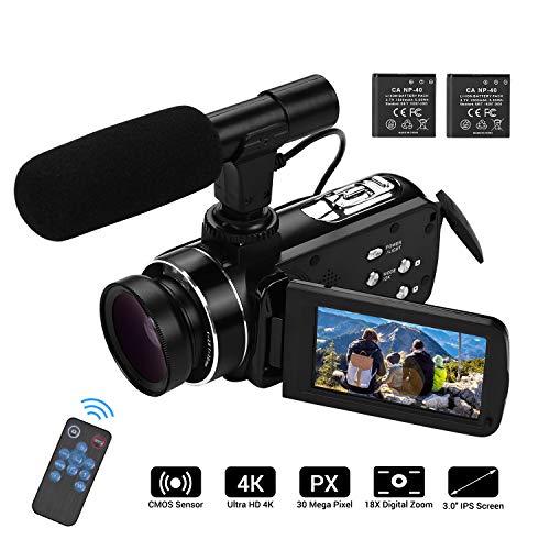 Video camera HD, Andoer 4K Ultra HD Palmare DV Videocamera professionale, 18X Digital Zoom Camera, 3.0