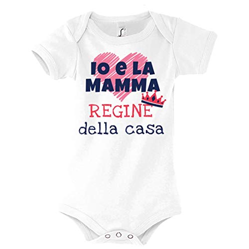 Body Bimba Idea Regalo per la Festa della Mamma, Io e la Mamma Regine della casa, Neonata Infanzia (Bianco, 18-24 Mesi)