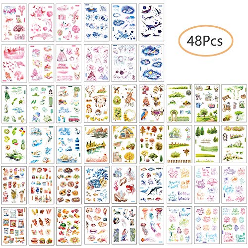 Pegatinas Álbum de Recortes, 48 Hojas Pegatinas Inicio Dulce y Cálido para DIY Manualidades Decoración Scrapbooking Álbumes de Recortes Calendarios Tarjetas (Set A)