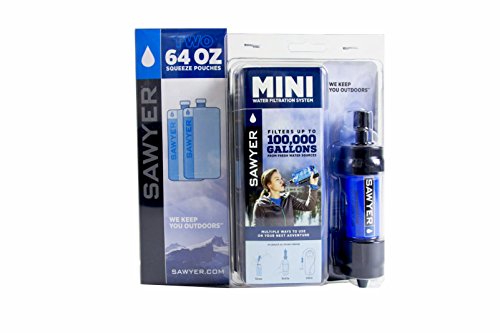 Sawyer MINI Filtro acqua Original – Set di 3 x 1 Litro, Bidone 2 x 2 L, blu