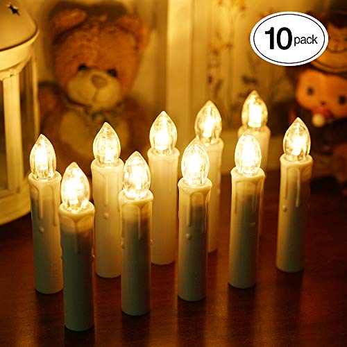 Samoleus Candele LED, Set di 10 Luci Candele a LED, Candele Senza Fiamma Candela natale con Telecomando e Timer per Albero di Natale, Decorazioni Feste, Matrimonio, Interno ed Esterno (Bianco Caldo)