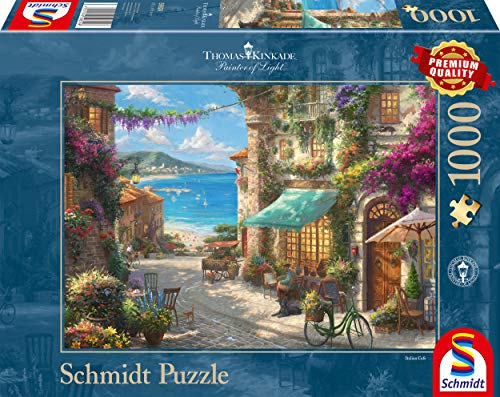 Schmidt Spiele- Thomas Kinkade, Café alla Riviera Italiana, Puzzle da 1000 Pezzi, Multicolore, 59624