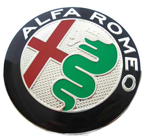 2 Fregi Stemma Alfa Romeo Verde Logo 74mm MY 2016 Cofano Anteriore Posteriore Emblema Green 147 156 159 Brera Mito METALLO