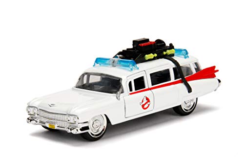 Jada- Cazafantasmas Coche Metal Ghostbuster ECTO-1, in Scala 1:32 Die-Cast, Funzionamento a Ruota Libera, Parti apribili, Colore Bianco, 253232000