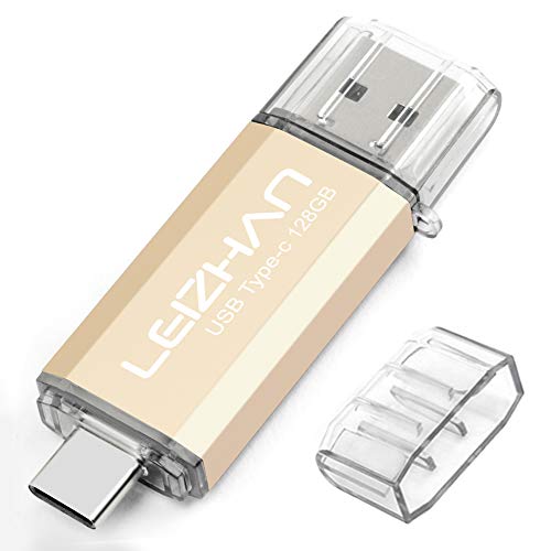 LEIZHAN Chiavetta USB Tipo C 128GB,Flash Drive USB 3.0 OTG Memory Stick per Telefono Huawei Samsung Android Tablet Mac PC-D'oro