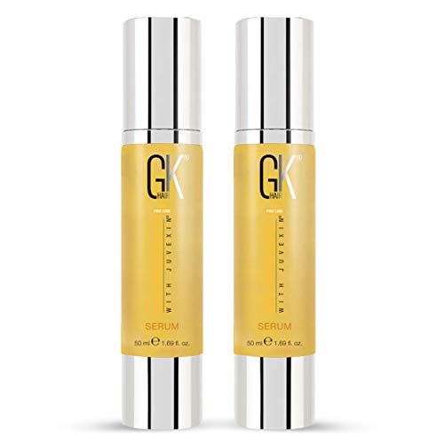 GKhair Olio per capelli di Argan 100% Puro - Global Keratin GK Hair Serum per il controllo del crespo, Riparazione dei capelli danneggiati e secchi, protezione dal calore,lucentezza (50ml,Pack of 2)