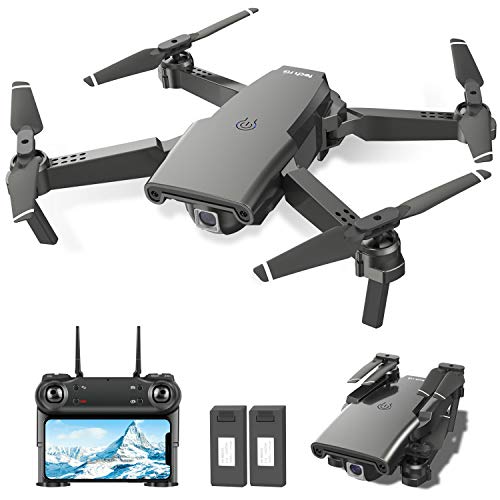 Drone con Telecamera 1080P HD Drone Pieghevole FPV Drone Professionale Posizionamento del Flusso Ottico, Due Batterie Telecomando WiFi Un Pulsante di Decollo/ Atterraggio ,Modalità Senza Testa 3D Flip