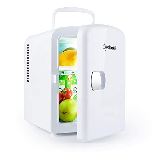 AstroAI Mini frigo 4 litri / 6 lattine Sistema di raffreddamento e riscaldamento portatile alimentato CA/CC per auto, case, uffici e dormitori (Bianca)