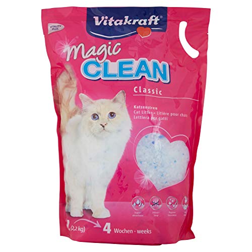 Vitakraft Magic Clean Sabbia Lettiera per gatti in silicio 100% naturale, assorbiodore, puo' essere smaltita con i rifiuti organici 5 l