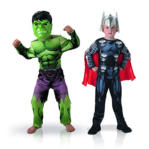Rubie's-Costume ufficiale Marvel-Bi Pack Classic Assembly, Hulk + Thor, da ragazzo, taglia L 155039L