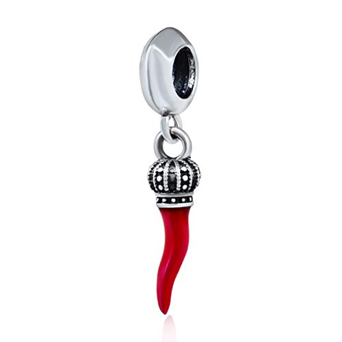 Ciondolo in argento Sterling 925 a forma di cornetto rosso, peperoncino, per braccialetti Pandora