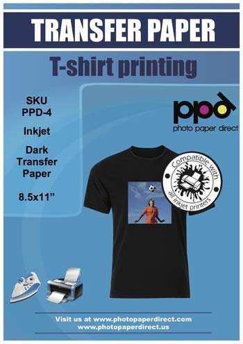 PPD A4 Carta Trasferibile Termoadesiva Per Stampanti A Getto D'Inchiostro Inkjet - T-Shirt E Tessuti Di Colore Scuro x 20 Fogli - PPD-4-20