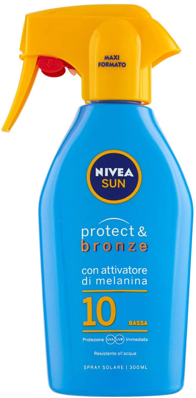 Nivea Sun Protect & Bronze Spray Solare FP10, Protezione Bassa, 300 ml