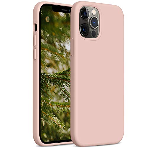 YATWIN Cover Compatibile con iPhone 12 PRO Max 6,7'', Custodia per iPhone 12 PRO Max Silicone Liquido, Protezione Completa del Corpo con Fodera in Microfibra, Rosa Sabbia