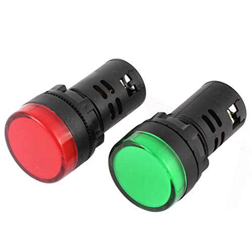 sourcingmap 220V Rosso,verde Circuito spia LED Pilot Spia Luminosa Lampada 2 pz